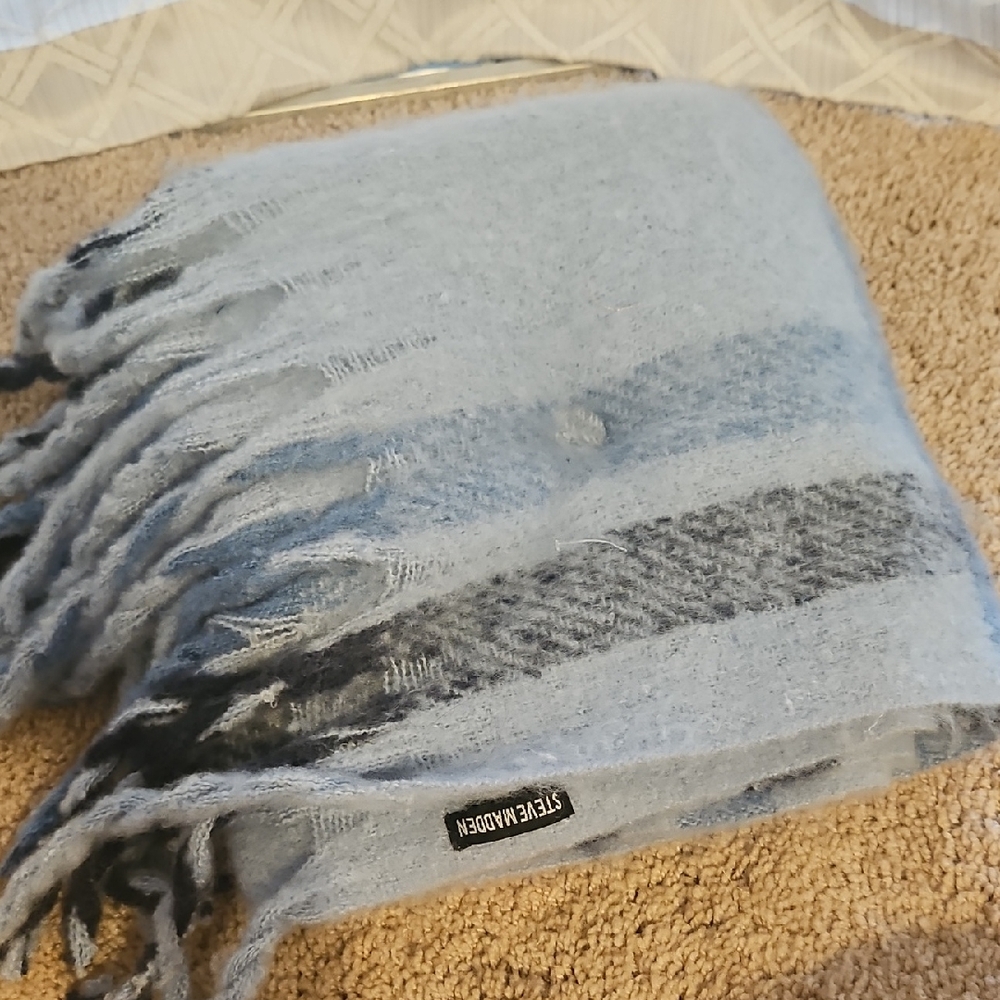 Steve Madden Soft Blue Fringe Scarf